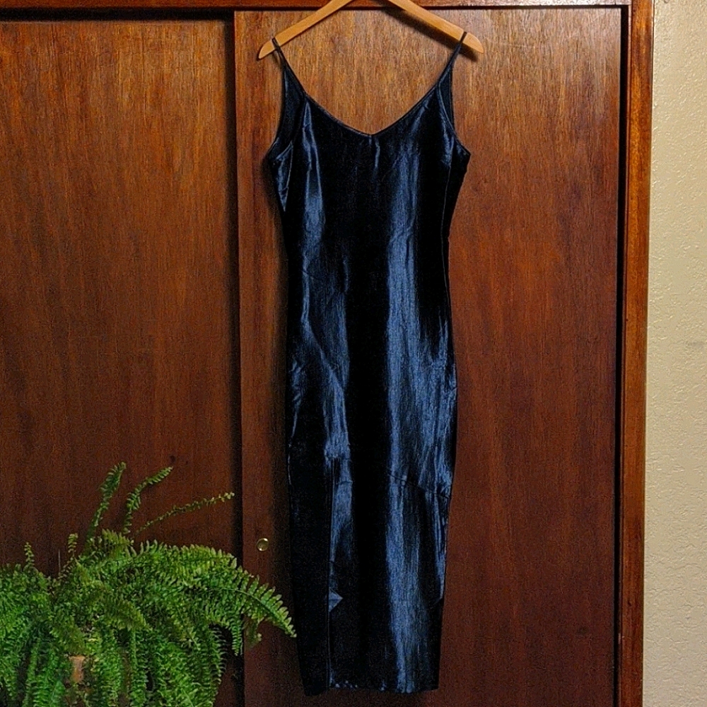 Blue satin dress